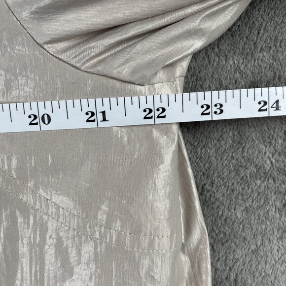 Chicos Windbreaker Jacket Womens Size 2 Metallic Beige Hooded Zip Pockets - Picture 8 of 11